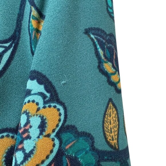 Denim & Co. Floral Blouse Plus Size 1X Teal Blue Long Sleeve Womens Top Pullover - Picture 8 of 8